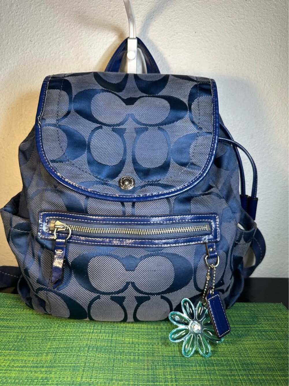 Coach Kyra Daisy Signature Backpack – Navy Blue